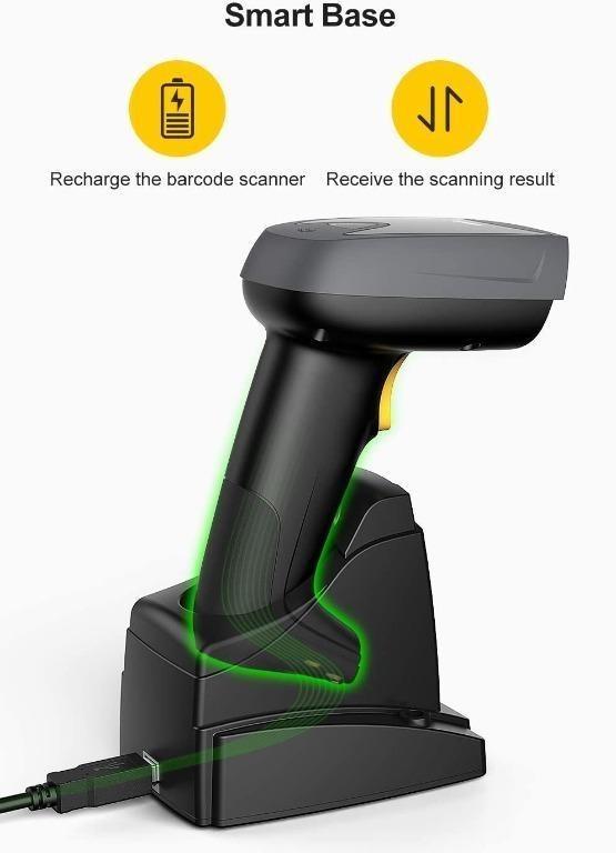Inateck 2D Barcode Scanner Wireless, Bluetooth QR Code Scanner, 2D Imager with 2000mAh Battery