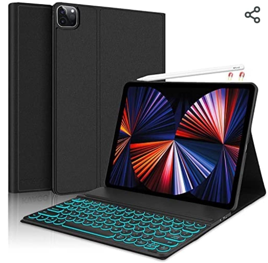 iPad 12.9 2021 KVAGO Case with Keyboard, Detachable 7 Colors Backlit Keyboard with Support Apple Pencil Charging, Magnetic Case for iPad Pro 12.9 Inch 2021/2020/2018 (5th Gen/4th Gen/3rd Gen), Black, Mobile Phones iPad 12.9 2021 KVAGO Case with Keyboard, Detachable 7 Colors Backlit Keyboard with Support Apple Pencil Charging, Magnetic Case for iPad Pro 12.9 Inch 2021/2020/2018 (5th Gen/4th Gen/3rd Gen), Black, Mobile Phones