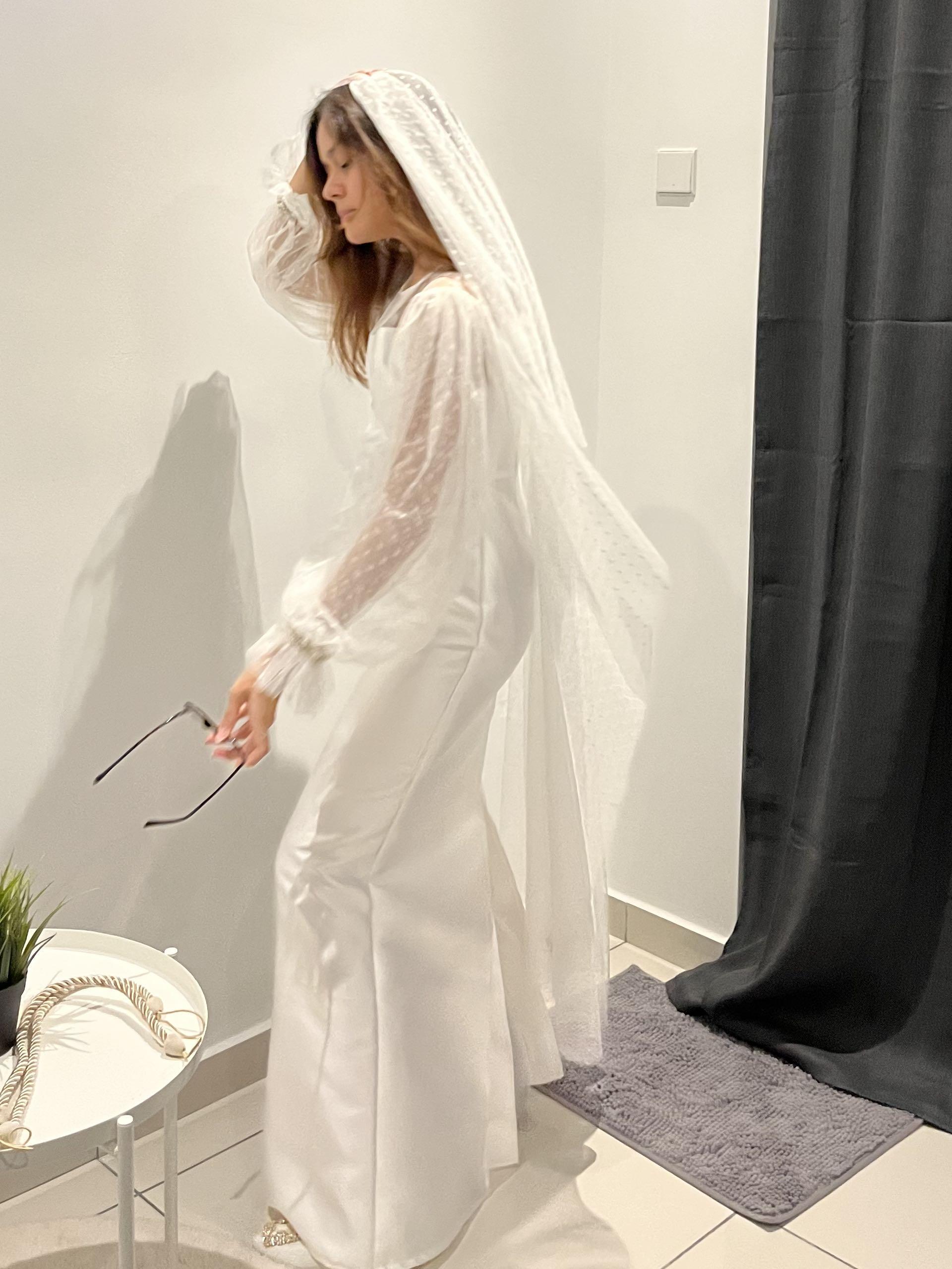 Jasmine Long Dress with veil by Teruntum Putih, Women's Fashion, Dresses & Sets, Dresses on