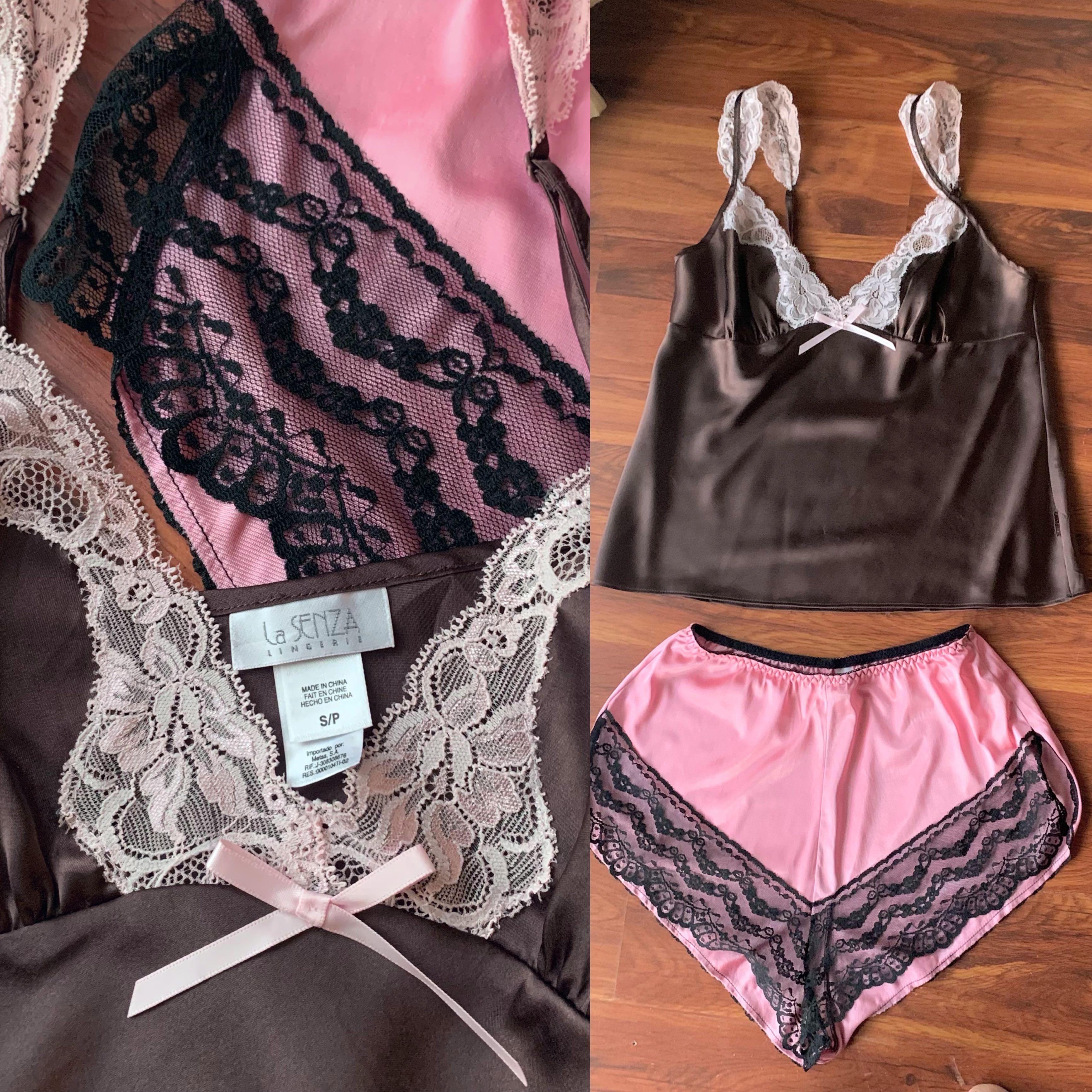La Senza Satin Lace Top Brown Combo Set Pink Shorts Pants Lingerie  Nightwear Sleepwear Loungewear, Women's Fashion, New Undergarments &  Loungewear on Carousell