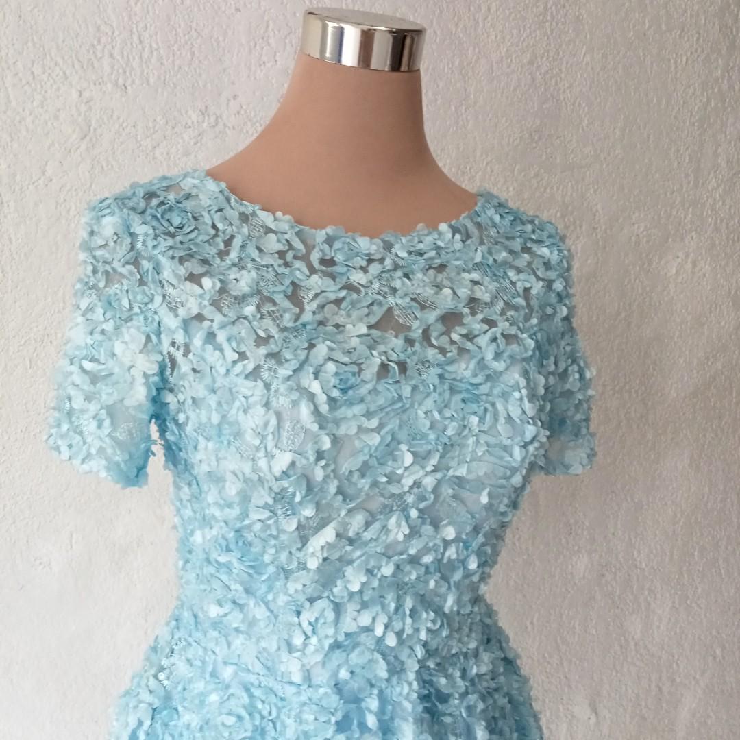 Light blue dress 3D floral dress sky blue dress baby blue dress wedding