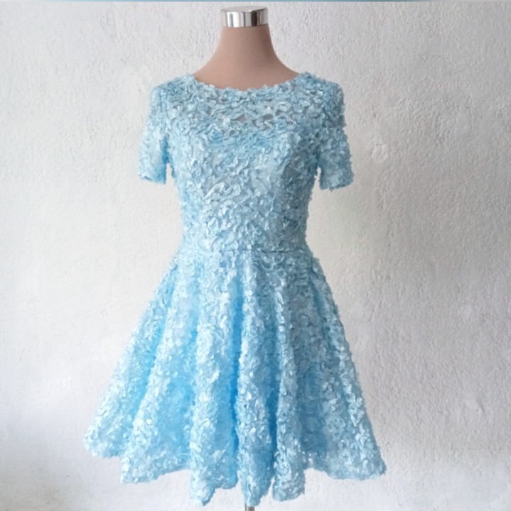 Light blue dress 3D floral dress sky blue dress baby blue dress wedding