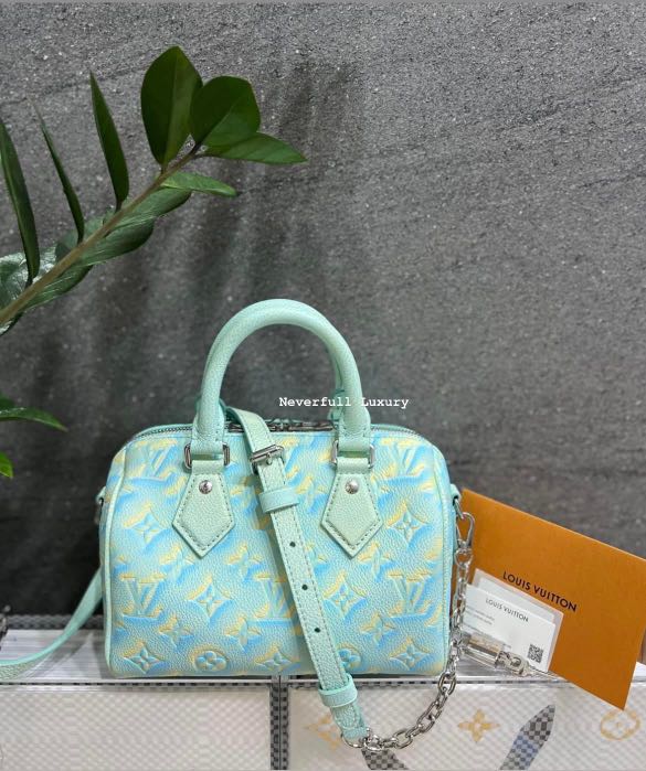 Louis+Vuitton+Speedy+Bandouliere+Duffle+20+Vert+d%27eau+Green+Leather for  sale online