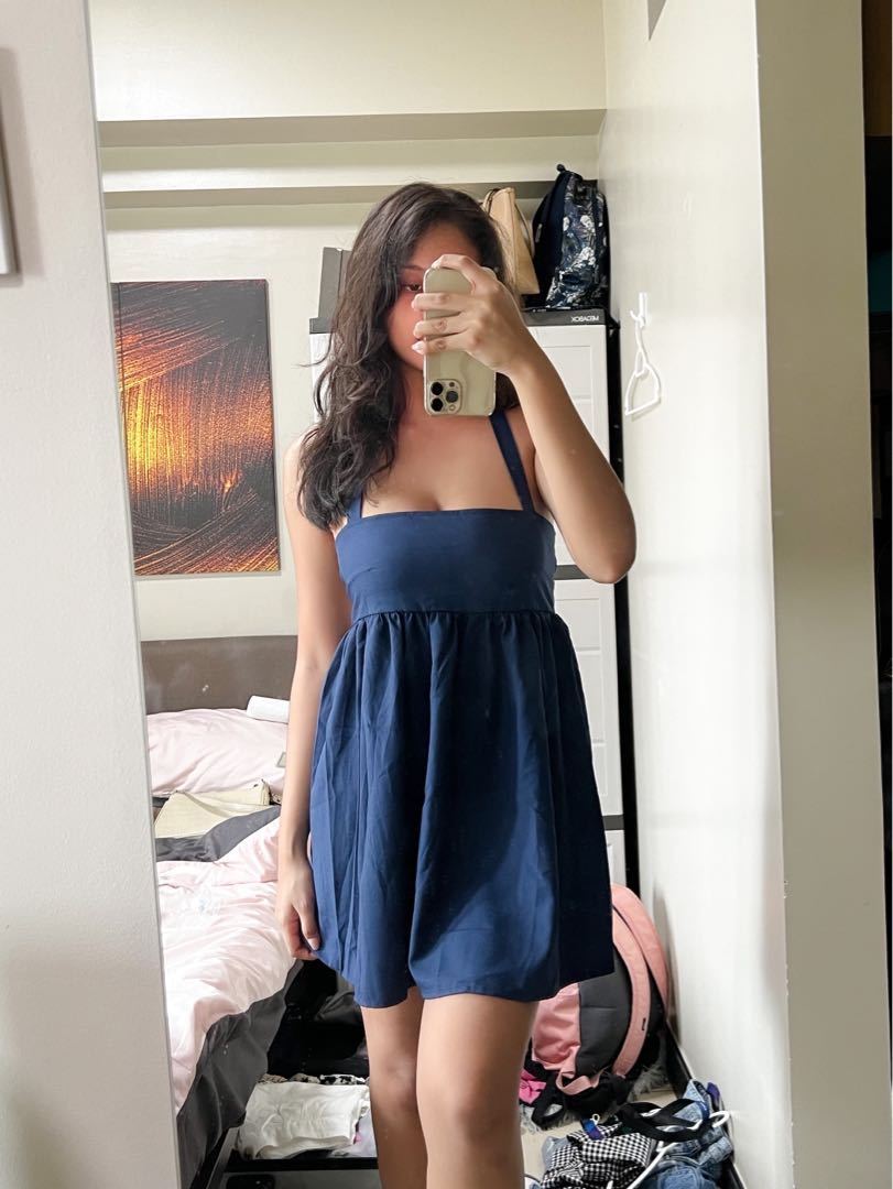 Navy Blue Babydoll Dress, Women's Fashion, Dresses & Sets, Dresses on