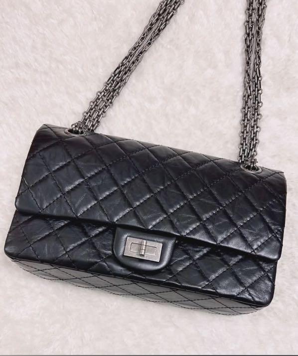 New Authentic Chanel 2.55 reissue in Aged calfskin ruthenium-finished metal  black double flap bag classic