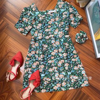 New Black Floral Dress 全新黑色綠色花花連身裙64198644935939110