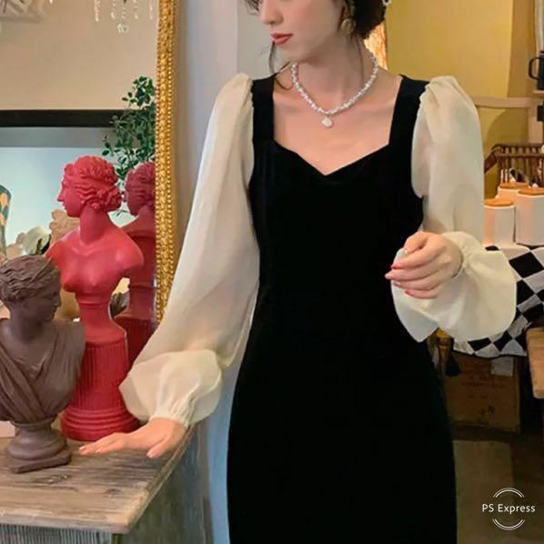 NEW French Vintage Style Velvet Dress