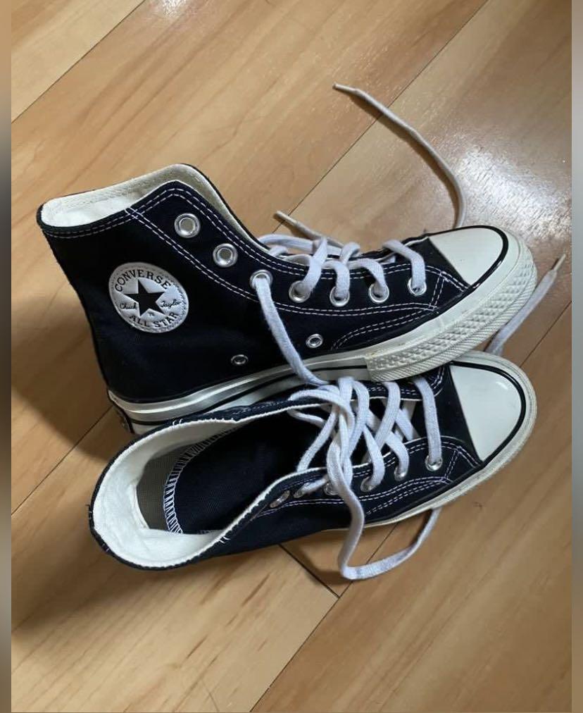 size 8 black high top converse
