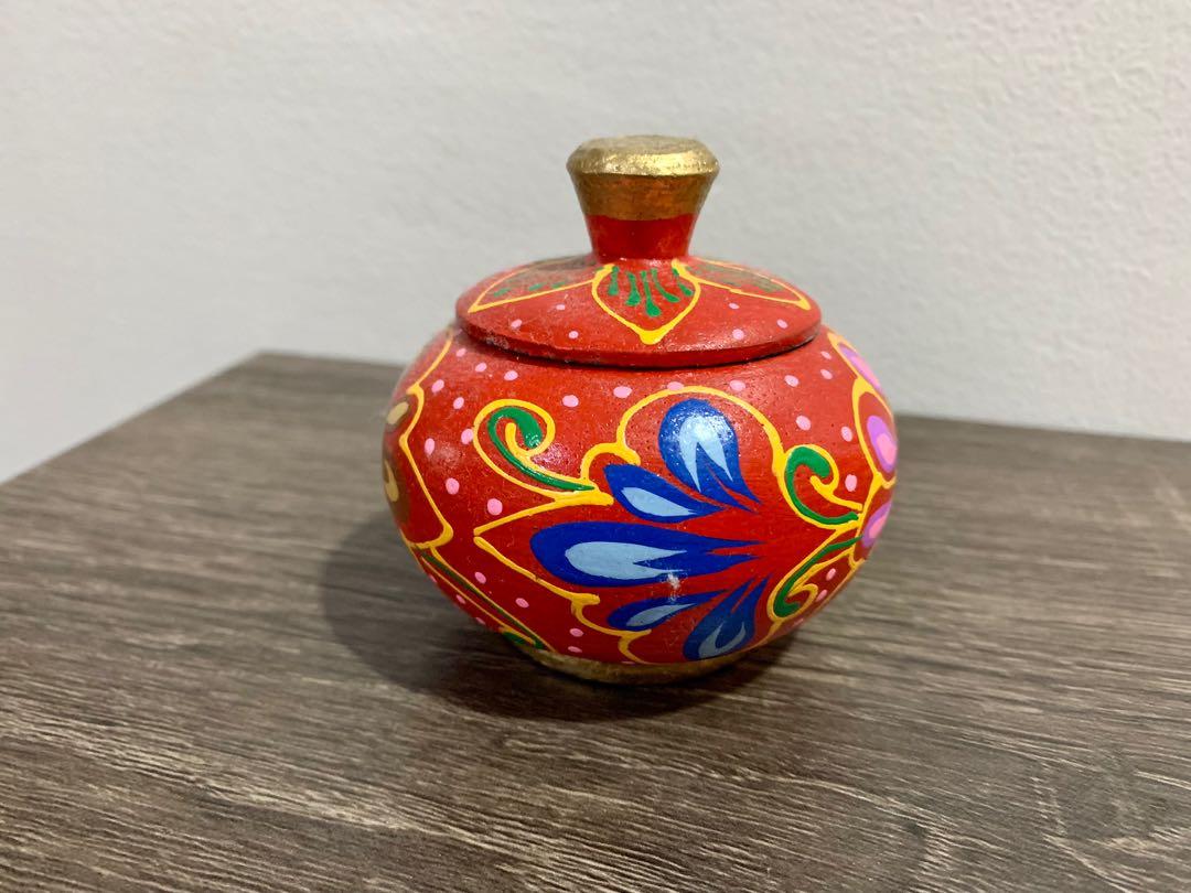 Painted paper mache trinket holder with lid (Category: Other Home Decor) located in Davao. Submitted by pilmarmustdeclutter (Listing ID 1171340322, Image 1). Description: P100 excluding sf.