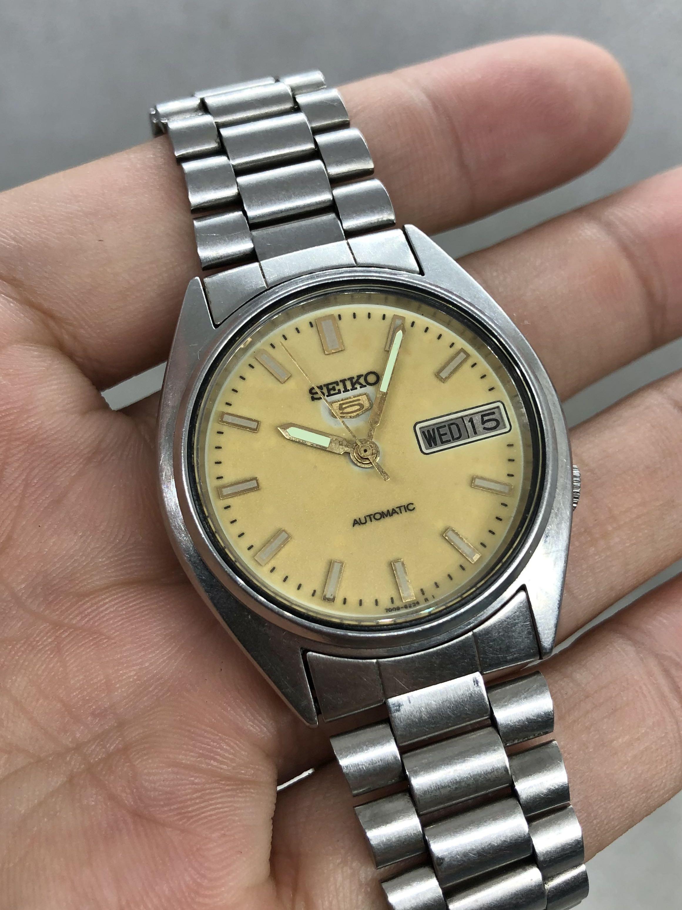 Seiko 5 Vintage Champagne 35mm Automatic, Luxury, Watches on Carousell