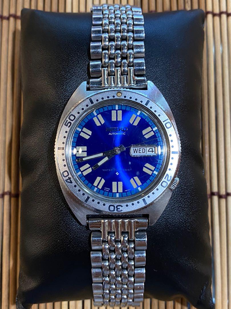 Seiko 6106-8109 中古二手seiko vintage Automatic sport diver watch 6106-8109 6106  藍面潛水錶精工1969, 男裝, 手錶及配件, 手錶- Carousell