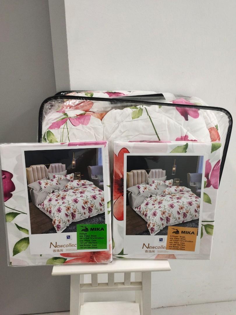 Single / Super single bedsheets with comfoter set, Furniture & Home Living, Furniture, Other