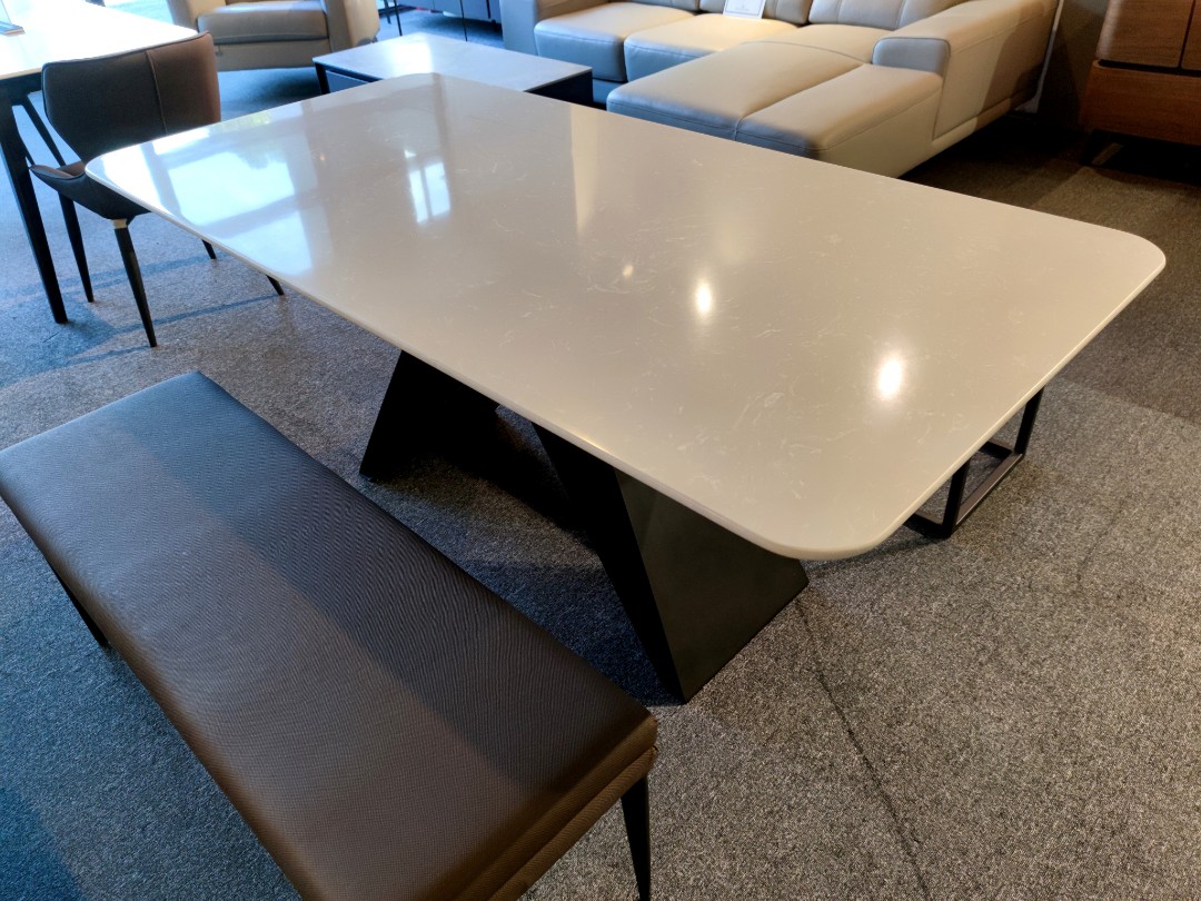Solid quartz dining table 1.8m, Furniture & Home Living, Furniture ...