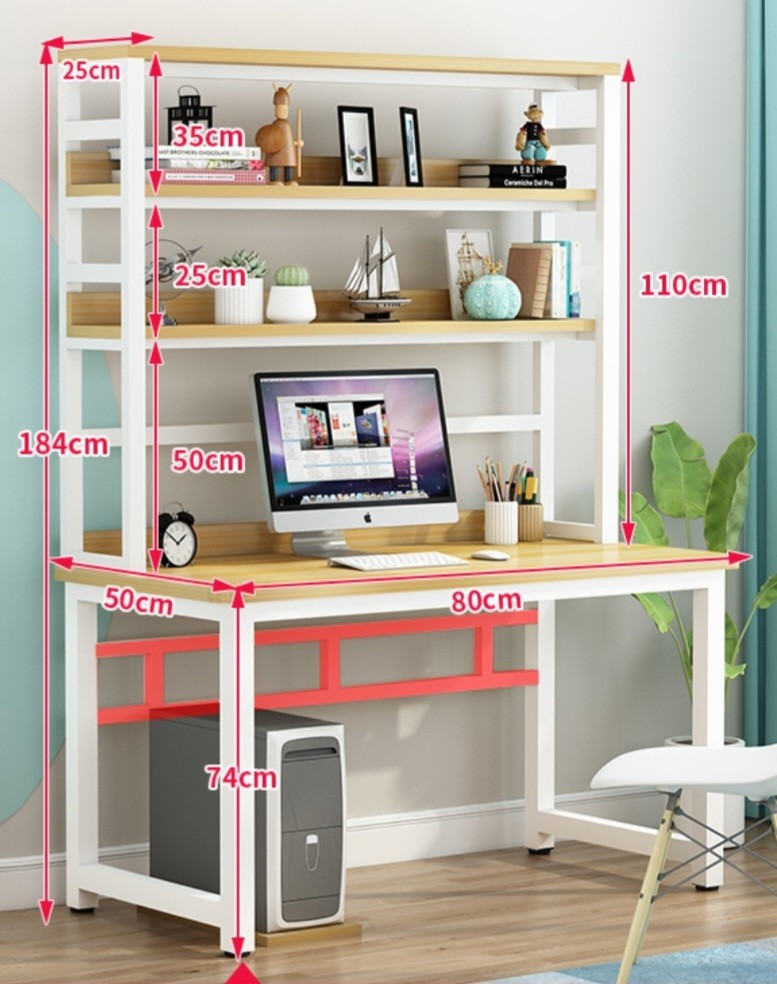 Bookshelf and outlet study table