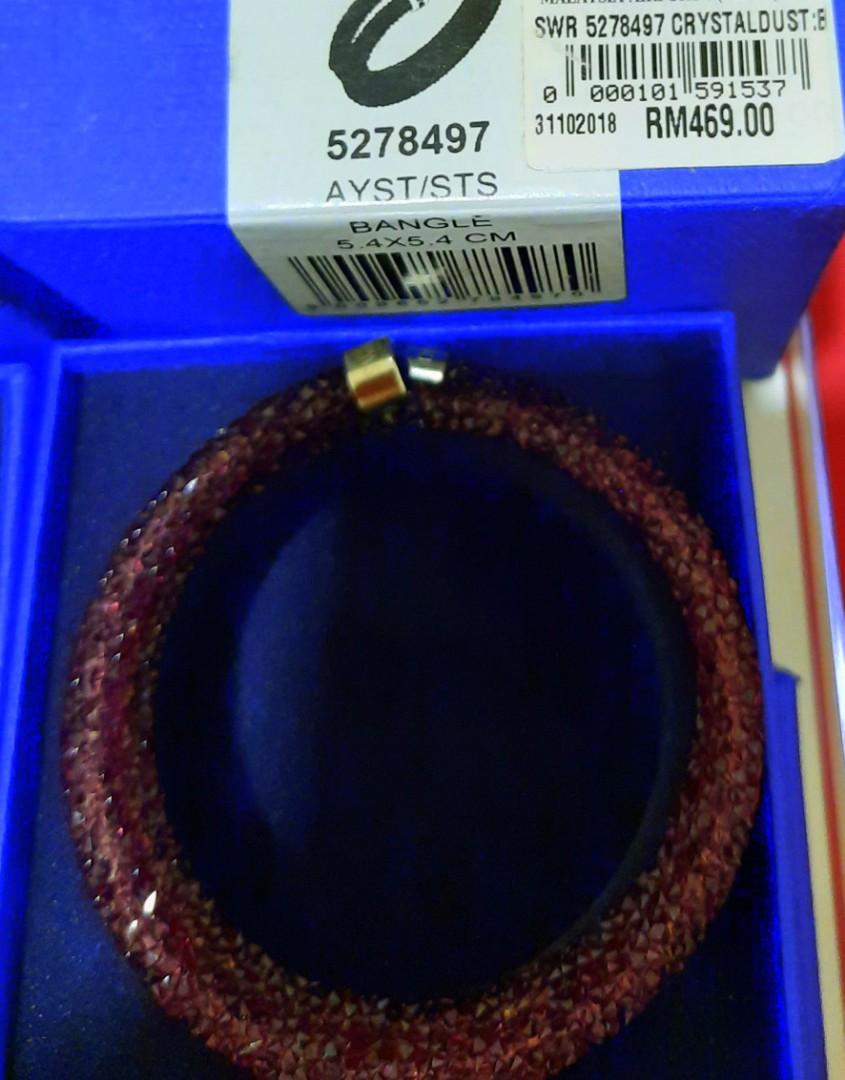 Swarovski crystaldust heart purple double bangle Women s Fashion