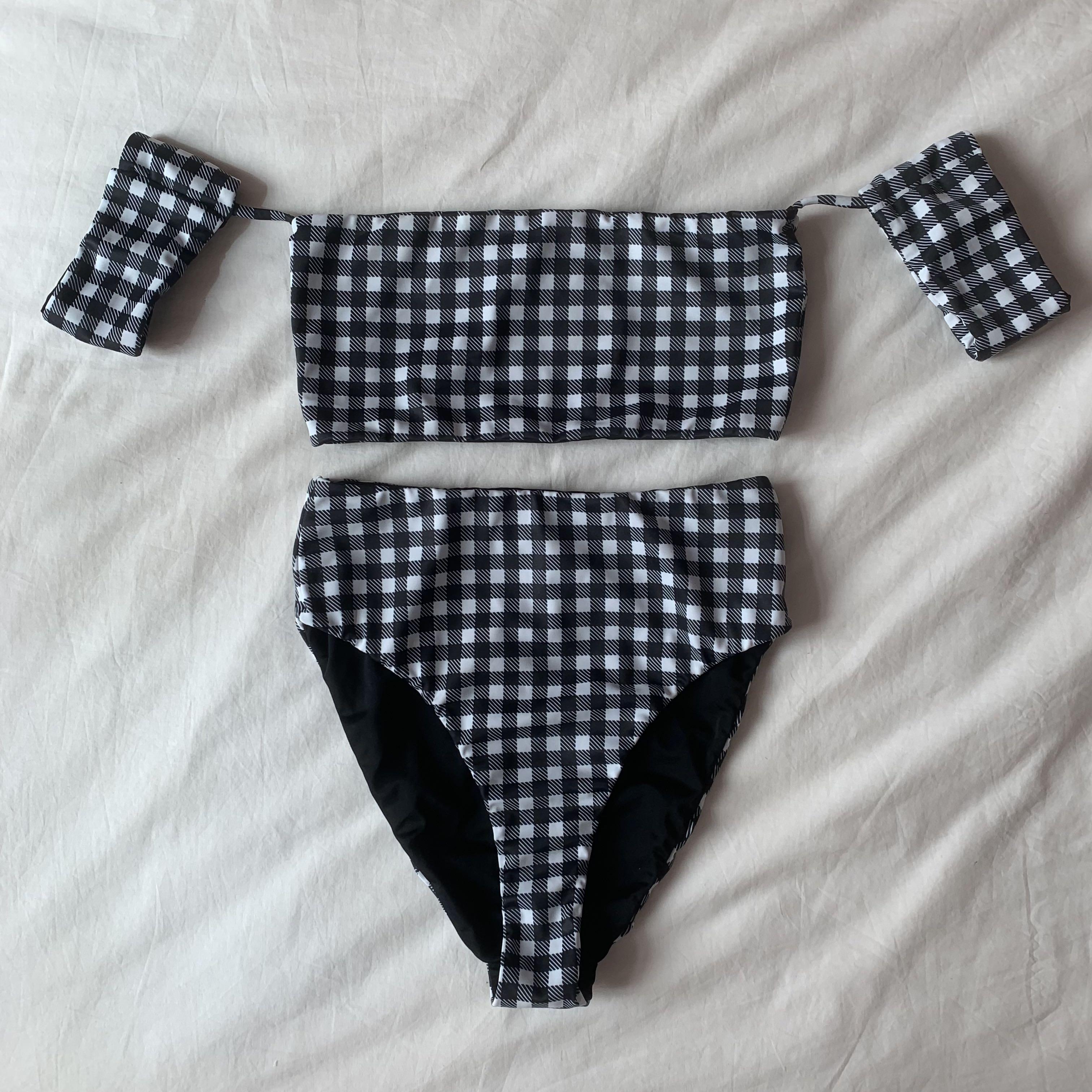 Checkered high discount waisted bikini