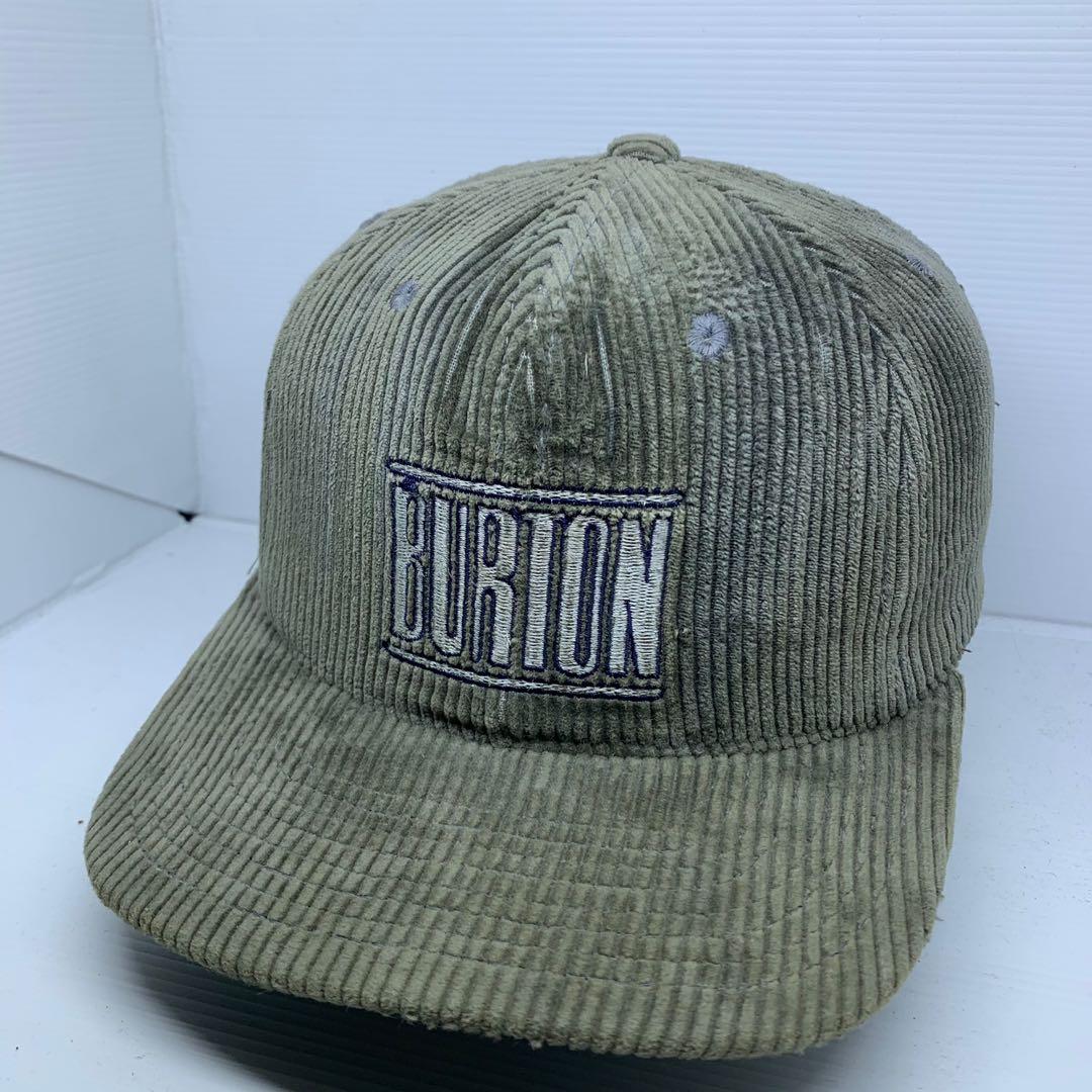 Topi Vintage 90's Snapback Burton Corduroy Olive Green Made in USA