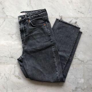 Topshop Straight Leg Jeans in Washed Black