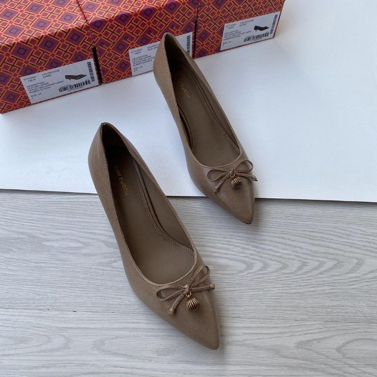 Tory Burch pointed bow-detailed kitten heel pump slip-on stylish dress  footwear size35-40, Women's Fashion, Footwear, Heels on Carousell