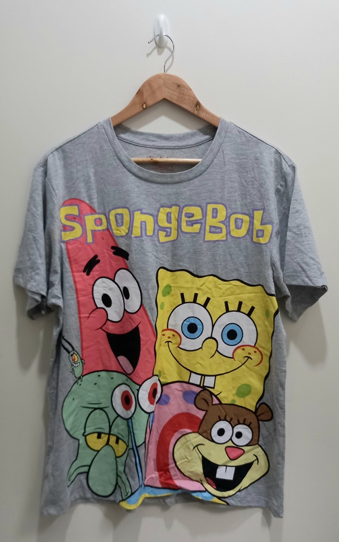 XL Spongebob Gray Shirt, Women's Fashion, Tops, Shirts on Carousell