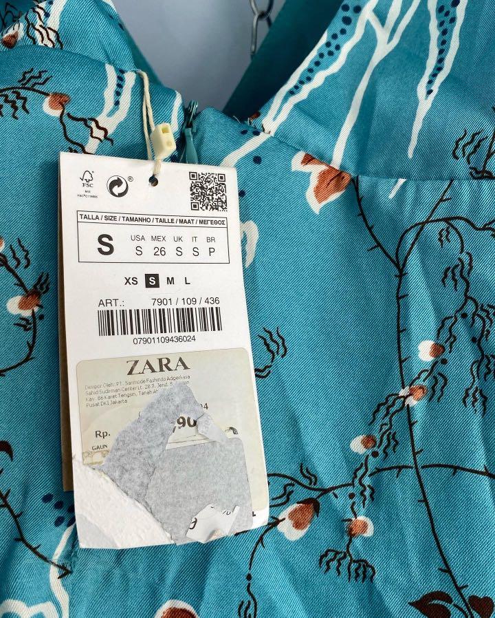 ZARA BLUE JAPANESE PRINTED DRESS Fesyen Wanita Pakaian Wanita Gaun Rok di Carousell