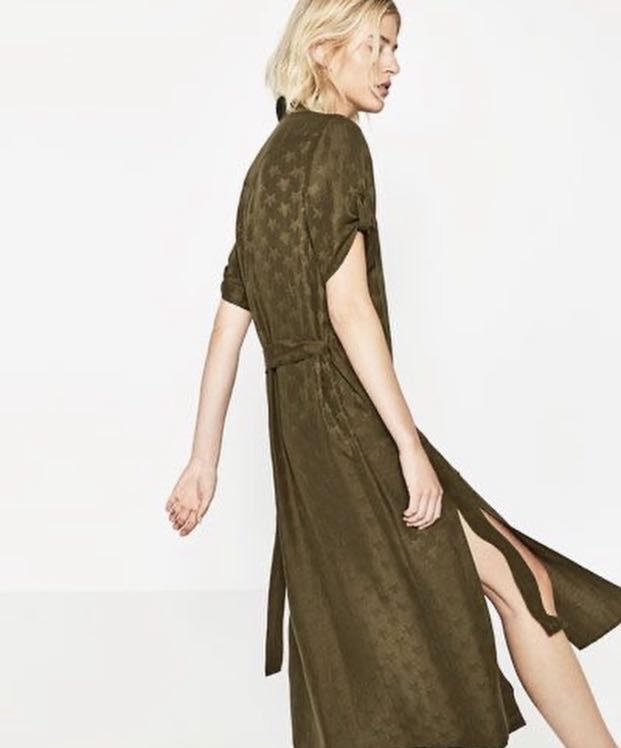 khaki zara dress