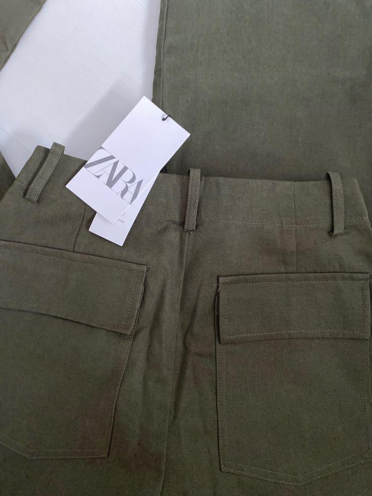 Zara Olive Green Cargo Pants, Women's Fashion, Bottoms, Other Bottoms on Carousell