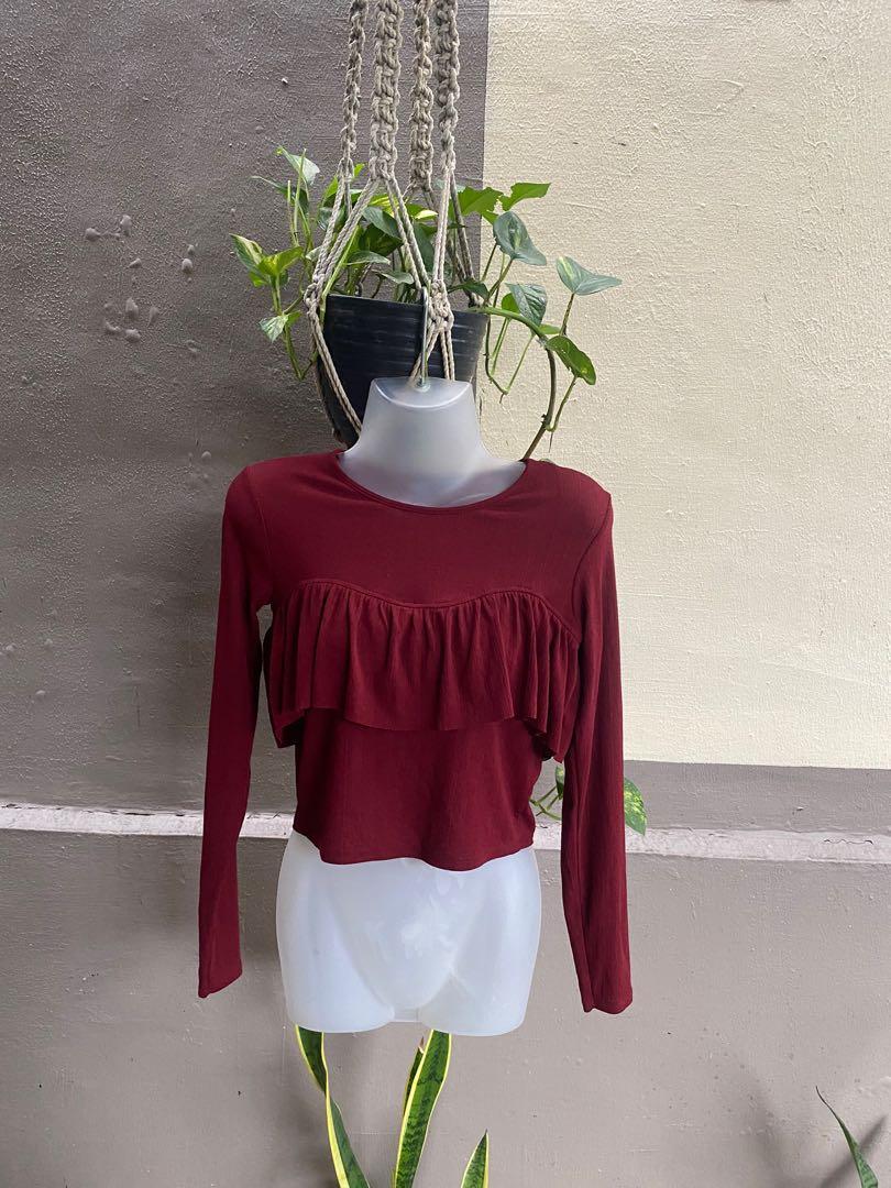 Zara Red Top, Women's Fashion, Tops, Blouses on Carousell