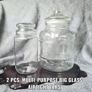 2 PCS. ASSTD. MULTI-PURPOSE BIG AIRTIGHT GLASS STORAGE JARS