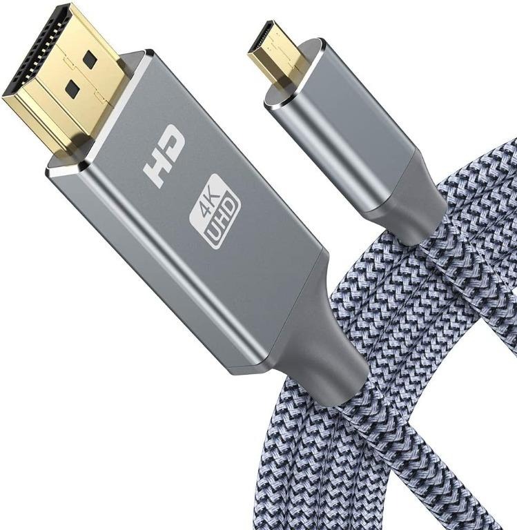 Micro HDMI to HDMI Cable Male to Male Braided Cord Adapter 2.0 4K@60HZ  2K@165HZ 18Gbps Compatible with Laptop Camera Monitor(3m)