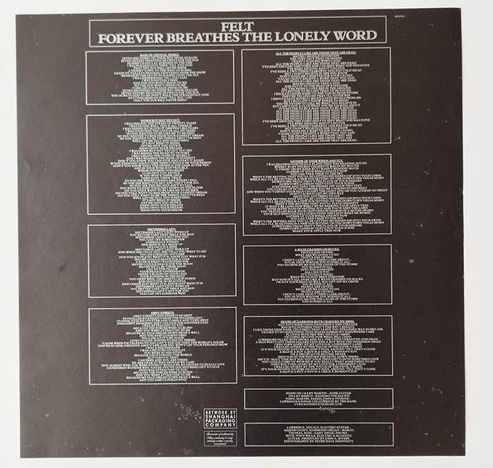 現貨FELT Forever Breathes The Lonely Word 1986年UK版1st Press 黑膠