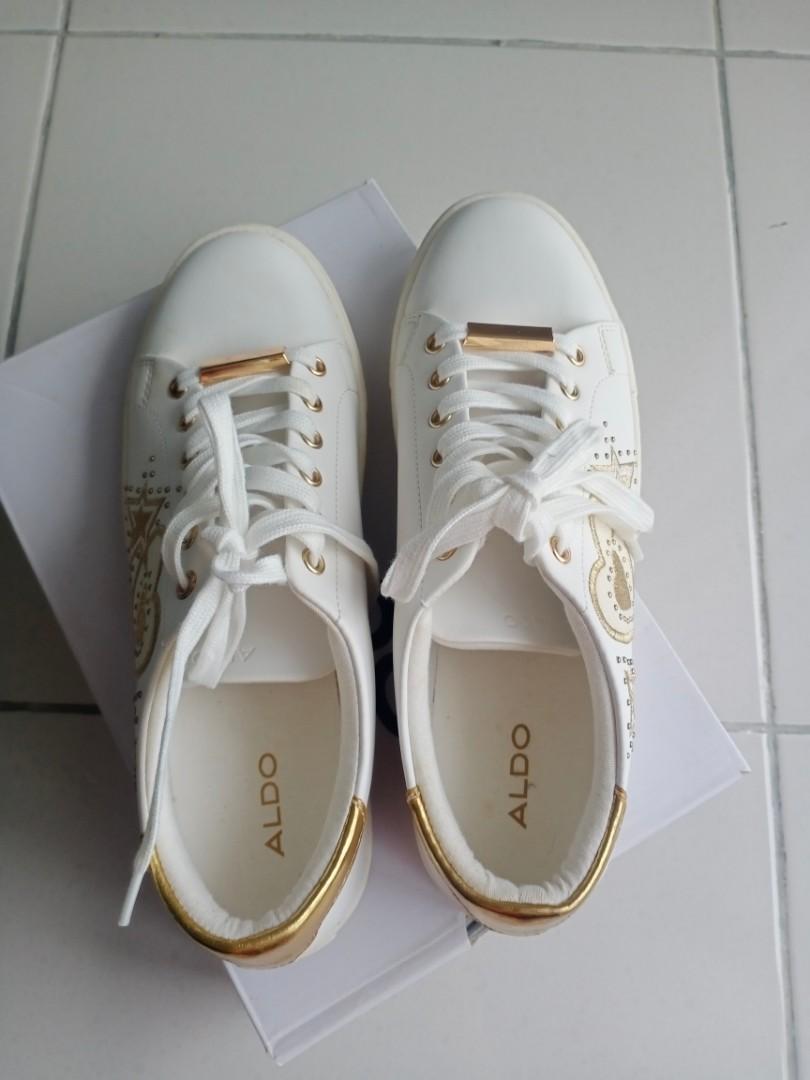 Aldo shoes white gold, Women's Footwear, Sneakers on Carousell