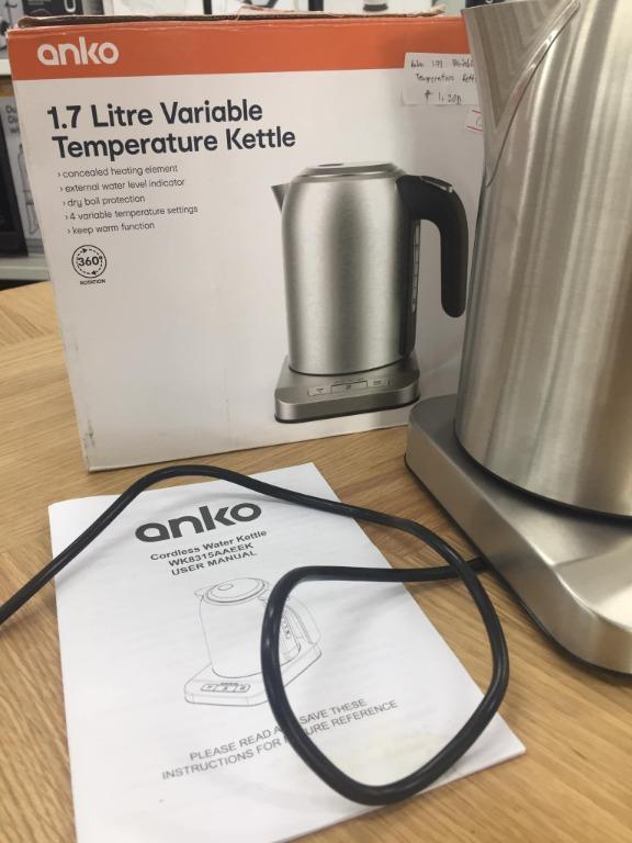 Anko 1.7L Variable Temperature Kettle, TV & Home Appliances, Kitchen