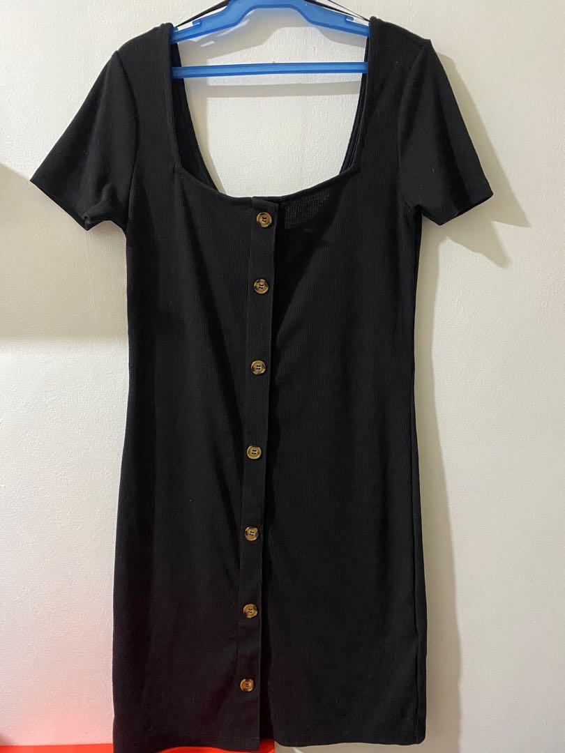 Authentic H M Ribbed Jersey Dress Black Women s Fashion Dresses Sets Dresses on Carousell