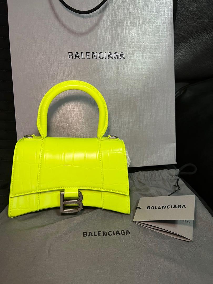 Balenciaga Small Hourglass Croc Embossed Leather Top Handle Bag In Yellow   ModeSens