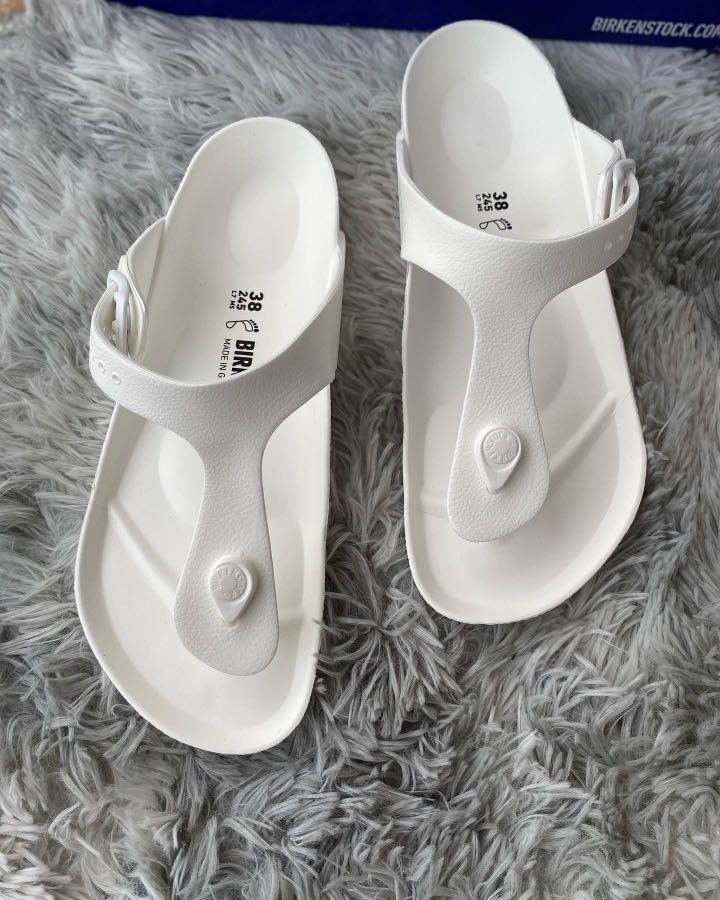 Birkenstock Gizeh Eva White, Women's Fashion, Footwear, Slippers and