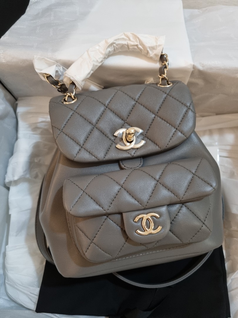 BNIB 22A Chanel Duma Backpack Grey, Women's Fashion, Bags
