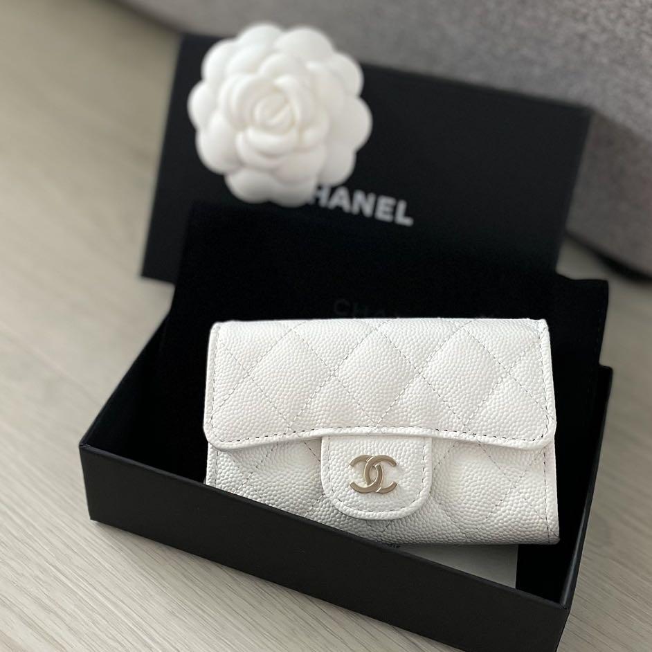 Chanel card holder white best sale