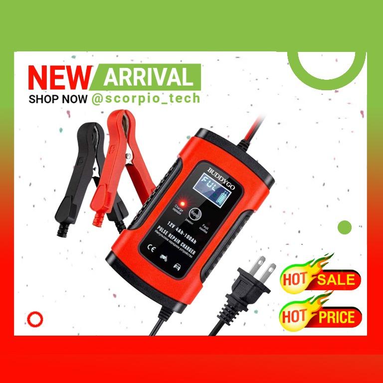 Car Battery Charger BUDDYGO 12V 5A Fully Automatic Smart Battery Charger Pulse Repair Trickle Charger Battery Maintainer Quick Charger for