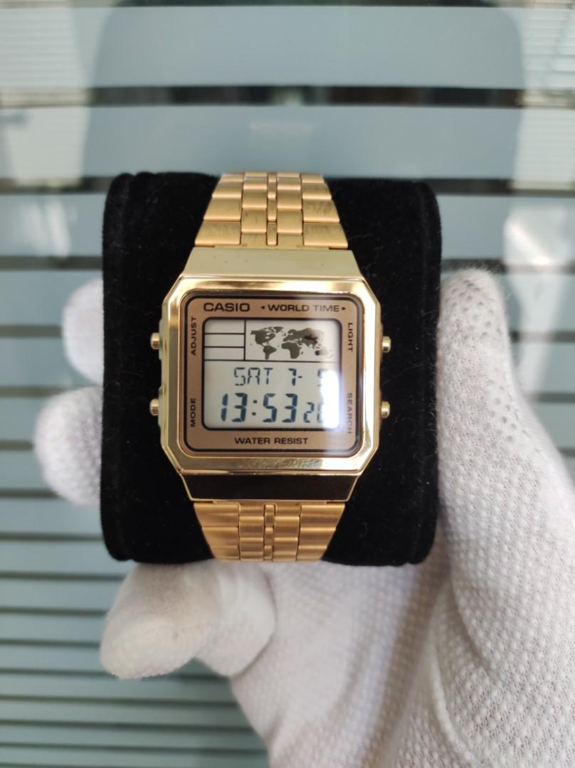 Gold casio hotsell world time