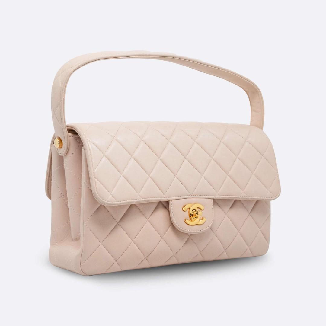 Chanel Flap Bag Double Sided Medium Beige Lambskin, Luxury, Bags