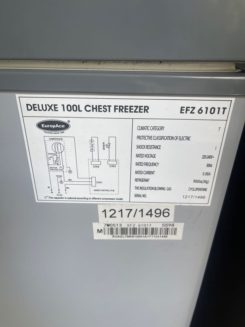 Chest Frezzer 100 litres EuropAce, TV & Home Appliances, Other Home  Appliances on Carousell