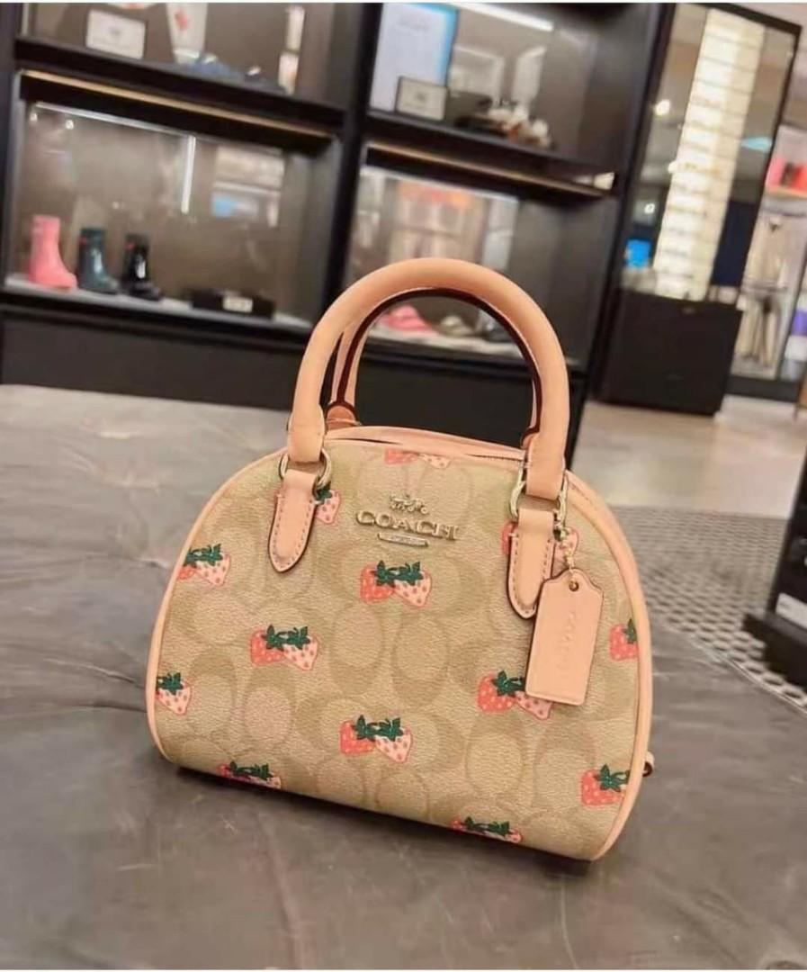 Coach Sydney Satchel in Signature Canvas with Strawberry Print