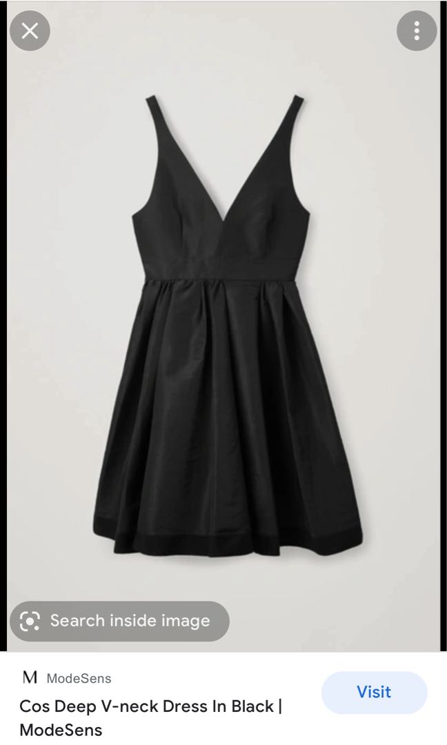 COS Deep V-neck Dress in Black