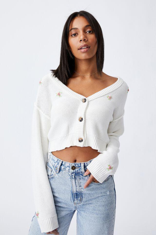 White cropped outlet cardigan womens