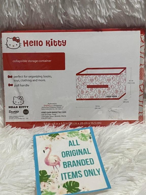 DAISO JAPAN Sanrio Hello Kitty Collapsible Storage Container (Category: Storage Boxes & Baskets) located in Pasig City. Submitted by love11shop2020 (Listing ID 1171585582, Image 1). Description: DAISO JAPAN Sanrio Hello Kitty Collapsible Storage Container Like and Follow New Items and Updates FB Page CLj Selling Baking/Cooking Needs FB Page SB 2020 Collectibles FB Page Group paSHOPmanila paSHOP/pasaBUY/looking for stores manila All Original Brand