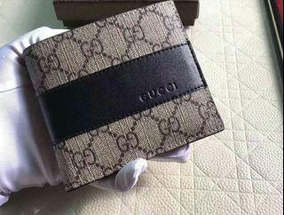 Dompet gucci pria  canvas leather stipe