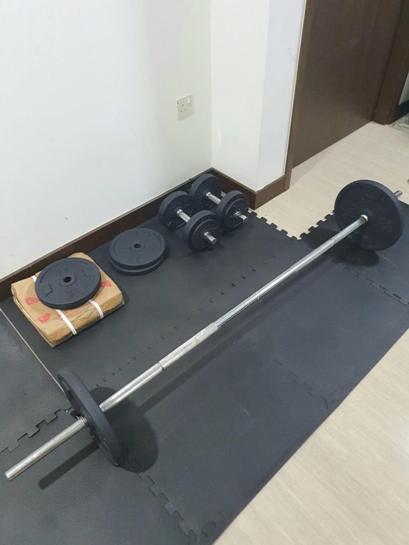 Domyos dumbbells and bars weight training kit 93 kg store