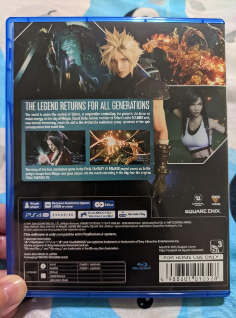 Final Fantasy VII 7 Remake (Free PS5 Upgrade), Video Gaming, Video ...