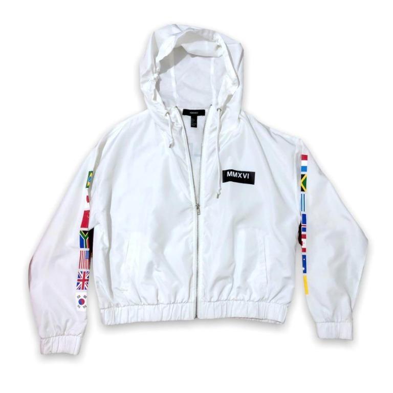 Forever 21 white windbreaker sales